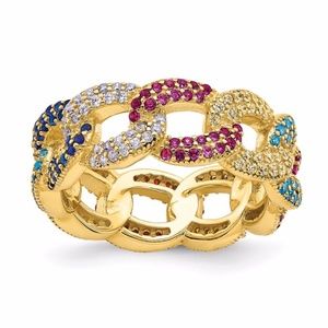 Cuban Link Ring Colorful CZ